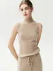Chaleco de cachemira 100% pura con cuello alto medio para mujer Conyini, nuevo top sin mangas otoño/invierno 2026, prenda interior de color liso