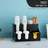 Portavasos de Papel Acrílico Caja de Almacenamiento para Tapas y Popotes Tienda de Café y Té con Leche Bar Estante de Almacenamiento para Suministros Desechables Comercial
