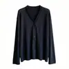 Cardigan de Cor Lisa Estilo Coreano para Primavera e Outono, Fino, Estilo Preguiçoso, Top para Protetor Solar e Ar Condicionado, Pode ser Usado com Vestido Camisola no Verão