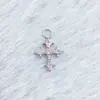 Anillo Corredizo Cruz Marquise de Aleación de Titanio F136 Titanio G23 Rosca Interna Zirconia Joyería para Perforación de Labio, Lengua