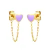 Pendientes de cadena larga de personalidad europea y americana, diseño simple y versátil, diamante de amor, acero inoxidable, gota de aceite, pendientes para chicas transfronterizos