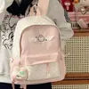 Mochila japonesa estilo girlie com bolinhas para meninas do ensino fundamental e médio, leve, de grande capacidade, alta aparência, mochila escolar de desenho animado