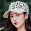 Boné de Baseball para Mulheres, Chapéu de Sol para Proteção Solar ao Ar Livre na Primavera e Verão, Chapéu de Sol Respirável Vazado, Boné com Aba de Malha Tricotada