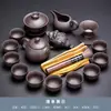 Juego de Té Kung Fu de Arcilla Púrpura para Sala de Estar en Casa, Tazas de Té de Cerámica, Tetera y Preparador de Té Sencillo de Estilo Chino para Recepción de Oficina
