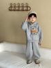 Conjunto Outono e Inverno Infantil, Meninos e Meninas Esportivo Casual Forrado com Fleece 2026 Novo Estilo Moletom e Calça Quentes Espessados para Bebês