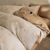 Juego de Cama de Hilo de Algodón de Alta Gama de Tres Capas de Cuatro Piezas 2025 Algodón Puro Lujo Accesible Jacquard Funda Nórdica Sábanas Ropa de Cama Juego de Tres Piezas