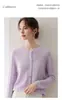 Cárdigan de cachemir de punto trenzado estilo francés minimalista con cuello redondo para mujer, holgado y ligero, adecuado para ir al trabajo en otoño e invierno, chaqueta suéter de lana tejida