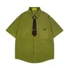 Camisa de Manga Corta con Corbata Estilo Universitario para Niños, Ambiente Casual Holgado, Moda Urbana, Camisa de Cuello, Diseño de Verano