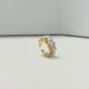 Anillo Abierto de Perla Hueca con Circonita Estilo Francés, Estilo Minimalista de Gama Alta de Nicho, Anillo Sólido Simple para Mujer al por Mayor