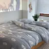 Conjunto de Quatro Peças de Algodão Tricotado Classe A 100% Algodão Algodão Tianzhu Listrado Simples Estilo de Pousada de Luxo Capa de Edredom Super Macia para Dormir Nu