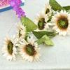 Atacado flor de girassol artificial de 3 cabeças de simulação retrô flor artificial decorativa estilo europeu para casa casamento estúdio