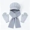 Conjunto de tres piezas para mujeres de mediana edad y mayores: gorro de punto grueso y cálido de otoño e invierno, gorra de béisbol de pelo de conejo, bufanda y guantes