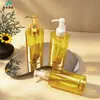 Em Estoque 200ml Óleo Removedor de Maquiagem Cor de Chá Frasco Transparente Óleo Essencial para Cuidados com os Cabelos Tônico Removedor de Maquiagem Tipo Pump Água Essencial Frasco de Água