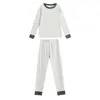 Pijama de bloques de color para otoño e invierno para niños, ropa de casa para niños, conjunto de ropa interior térmica para niñas, suéter de algodón de capa base