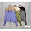 Cárdigan Suéter Corto Retro para Mujer en Otoño Chica Caliente Nuevo Casual Holgado Adelgazante Tejido de Punto Manga Larga