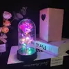 Flor Preservada em Acrílico Rosa com Folha de Ouro e Lâmpada LED Quente Presente de Dia dos Namorados Presente de Aniversário Fornecimento Transfronteiriço