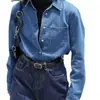 Em estoque Outono e Inverno 2025 nova moda estilo coreano versátil solta jeans manga longa para mulheres petites, azul, outras cores disponíveis