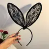 Diadema de orejas de conejo de gran tamaño y sexy de Corea del Sur, con diseño de celebridad cibernética, para lavado de cara, con encaje, para chica conejita, maquillaje, tocado