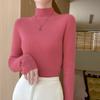 Suéter de otoño e invierno 2024 para mujer, suéter de cuello medio alto, camisa básica para mujer, suéter ajustado de primera línea, listo para usar, comercio exterior al por mayor