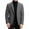 Blazer Corto de Lana para Hombre, Chaqueta de Dos Botones Individual para Otoño e Invierno, Traje de Lana de Corte Ajustado Casual de Negocios