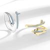 Suministro Directo Transfronterizo Moda Europea y Americana Versátil Elegante Anillo Abierto de Delfín Azul con Circonita de Diamante Anillo Ajustable para Mujer