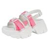 Comércio Exterior Sandálias de sola grossa com fita plus size para mulheres, fivela de uma linha, salto médio, sandálias de praia, salto cunha feminino, sapatos femininos romanos