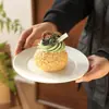 Plato Plano con Relieve Estilo Europeo, Plato Hondo, Plato de Cerámica Blanco Puro, Plato para Bistec Estilo Occidental de Hotel, Plato para Servir, Vajilla para Mesa de Café