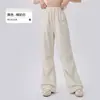 Calça Esportiva Casual Cintura Alta Cinto Bolsos Calça Wide Leg Feminina Fitness Corrida ao Ar Livre Cobertura de Gancho Emagrecedora Perna Reta Calça Esportiva