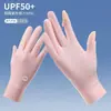 Guantes de Protección Solar para Mujer, Protección UV, Estilo Delgado de Verano, Sin Dedos, Compatibles con Pantalla Táctil, para Conducir, Ciclismo, Vehículos Eléctricos, Longitud Extendida, Transpirables con Sensación de Hielo
