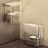 Artefato de armazenamento de roupas para banheiro luxo leve banheiro vaso sanitário banho à prova d'água cesta de armazenamento de roupas montada na parede cesta de roupas sujas com tampa