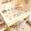 Toalha de Mesa Desenho Animado, Sem Lavagem, Impermeável, À Prova de Óleo, Resistente ao Calor, Estilo Dopamina Creme, Toalha de Mesa Retangular, Protetor de Mesa, Chá
