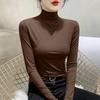 2025 Nuevo Modal Cuello Medio Tortuga Camiseta Básica para Mujer Estilo Primavera Top Ajustado Manga Larga