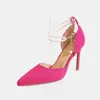 Zapatos de tacón de aguja de gamuza con punta de perla estilo francés, nuevos zapatos de boda rojos Xiuhe para novia, zapatos cerrados de gama alta para mujer