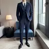 Soporte para Dropshipping para Traje de Hombre Delgado de Dos Botones para Douyin Traje de Vestir de Tres Piezas Casual de Negocios