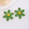 Pendientes de Flor de Color Dopamina Transfronterizos Europeos y Americanos Estilo Vacacional para Mujer Estilo Bohemio Pendientes Pequeños Frescos de Color Contrastante para Mujer