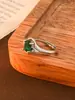 Anillo de Moda Transfronterizo Europeo y Americano Flor de Loto Jade Hetian Apertura Incrustado con Piedra Preciosa Anillo Bicolor Ojo del Diablo