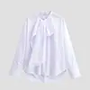Estilo Europeo y Americano Comercio Exterior Ropa de Mujer Nueva Moda de Primavera Versátil Camisa de Manga Larga con Lazo Top