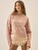 Comercio Exterior Transfronterizo Ropa de Mujer Rosa Sueño de Nieve Invierno Nuevo Cuello Redondo Suéter de Punto Copo de Nieve Rosa Estilo Suave Abrigo Cálido