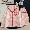 Pijama infantil de estilo coreano para niñas, algodón nube, manga larga para primavera y otoño, ropa de casa para niñas pequeñas, conjunto de dibujos animados
