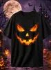 Camiseta de manga corta con estampado de calabaza de Halloween transfronteriza para hombre, con diseño de terror en 3D, cuello redondo y manga corta, perfecta como atuendo de fiesta