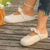Mocassins slip-on estilo francês, novo modelo primavera 2024, chinelos fechados com laço para mulheres, sapatos casuais confortáveis para uso externo