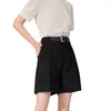 Shorts de Traje para Mujer Verano Delgados Línea A Pierna Ancha Cintura Alta Ajustados Casuales Blanco Crudo 2025 Nuevo Sueltos Negros