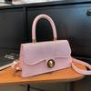 Nuevo Bolso Tejido Transfronterizo 2025 Bolso de Hombro de Moda para Viajeros Bolso Cruzado para Mujer Combinable Bolso Cuadrado Pequeño Portátil de Color en Contraste