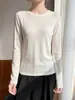 Otoño Nuevo Viaje Sencillo Capa Base Suéter Delgado Versátil Cuello Redondo Tejido Fino Lana Suéter para Mujer