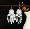 Pendientes Miao Étnicos de Borla Larga Estilo Nuevo, Pendientes Exagerados de Declaración de Moda Estilo Étnico de Plata Miao de Lujo Ligero