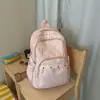 Mochila de lunares rosa melocotón transparente y translúcida con estrellas para chicas de secundaria y preparatoria, adecuada para la escuela y salidas, bolsa escolar de estilo dulce y casual