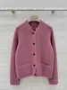 BORBOTIE Tricô Feminino 2026 Outono/Inverno Novo Estilo LP Old Money Estilo Chinês Gola Alta Casaco de Botão Único