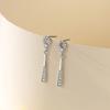 Pendientes de plata s925 para mujer, de moda japonesa y coreana, sencillos, redondos con diamantes, ligeros, lujosos, con personalidad y temperamento geométrico.