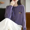 Cárdigan de punto ajustado con cuello redondo y botones para mujer 2026 Otoño/Invierno Nuevo Suéter Abrigo de Manga Larga Holgado