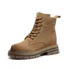 Botas Chelsea Femininas com Aumento de Altura 2026 Verão Novas Versáteis Estilo Britânico Marrom Populares para Exterior Sola Grossa Botas Western de Cano Curto